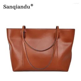 Shoulder Bags Ladies Handbags Women Fashion 2024 Female Casual Bag Purse Design Luxury Genuine Leather Travel Tote