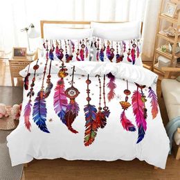 Bedding sets Dreamcatcher Duvet Cover Bohemia Comforter Microfiber Feather Set Full Twin for Girls Teens Adults Bedroom Decor H240521 YSYN