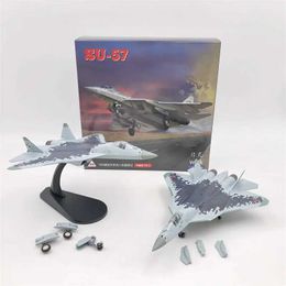 Aircraft Modle Diecast Metal Alloy 1/100 Scale Russian Su 57 SU57 Fighter Aeroplane Aircraft Model Su-57 Plane Model Toy For Collection Y240522