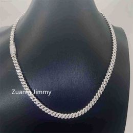 Designer Cuban Link Chain Pendant Necklaces Pass Diamond Tester Gra Certificates 6mm 8mm Width One Row 925 Sterling Silver Vvs Moissanite Cuban Link Chain Necklace