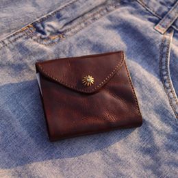 Wallets AETOO Wallet Men's Short Leather Zipper Ultra-thin Handmade Cowhide Money Clip Mini Small Purse Female Vertical