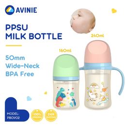 AVINIE Double Handle Drop-proof Child bottle Wide-caliber Milk Bottle born Feeding 160/240ML Bottle BPA Free 240521