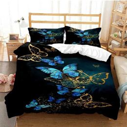 Bedding sets Colourful Butterfly Duvet Cover Set Comforter with cases for Girls Gift Single Double Queen 3Pcs Full Size H240521 IXX8