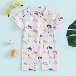 Clothing Sets Listenwind Girls Bikini Beach Swimwear For Summer Short Sleeve Tropical Tree Print Jumpsuit Bathing Suits 1-4 Years