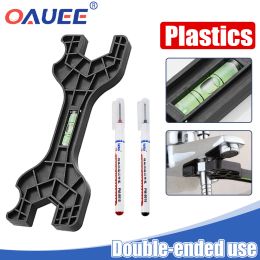 Oauee Multifunctional Dual Headed Wrench With Level Manual Tap Spanner Repair Plumbing Tool For Household Faucet Pipe And Toilet