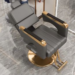 Grey Home Barber Chair Reclinable Classic Swivel Professional Chair Lifter Square Mat Soft Cadeira De Barbeiro Furniture
