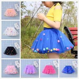 Skirts Baby Girls Tutu Skirts Kids Elastic Waist Pettiskirt Girl Princess Tulle Skirt Colorful Pompom Skirts Children Clothing Y240522