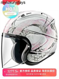 Alta qualidade Arai motociclehelmet vz-ram lente dupla 3/4 preto e branco Flor de cerejeira peixe japonês Dragon Golden Sword Guard Motorcycle Helmet