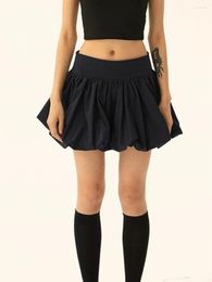 Skirts Women Y2k Bubble Skirt High Waist Ruffle Hem A Line Pleated Mini Short Teen Girls Puffy
