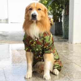 Dog Apparel Camouflage Pet Hooded Raincoat Waterproof Coat Four-Legged Jumpsuit Jacket Outdoor Clothes Dogs Costume Husky Perro Accessories