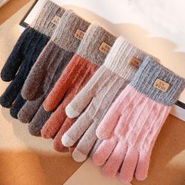 Women Thick Plush Knitted Full Finger Gloves TouchScreen Fashion Autumn Winter Keep Warm Riding Skiing Outdoor Mittens L2405 L2405