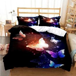 Bedding sets Colourful Butterfly Duvet Cover Set Comforter with cases for Girls Gift Single Double Queen 3Pcs Full Size H240521 KOLR