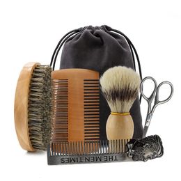 Eco Friendly Boar Bristle Mens Shaving Brush Portable Barber Natural Beard Brush For Cleaning Mustache Tools Gift Bag 240522