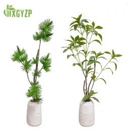Decorative Flowers 65cm Creative Potted Artificial Plants Green Pine Tree Nordic Fake Plant With Ceramic Vase Home Decor Indoor Room
