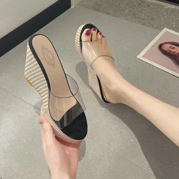 Slippers Wedges Women Round Head Transparent PVC Dress Beach Shoes Casual Cozy Sandals Summer Brand Slides Female