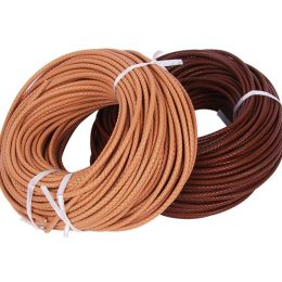 Colorful Braided Genuine Leather 2meters 3/4/5/6mm Round Leather Cord String Rope Bracelet Findings DIY Necklace Bracelet Making