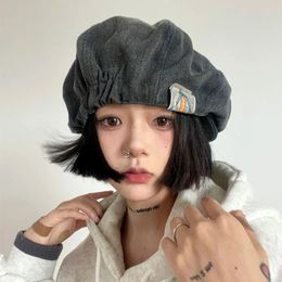 Harajuku Design sboy Hats for Men and Women Spring and Autumn Fashion Casual High Quality Vintage Washed Denim Berets Cap 240522