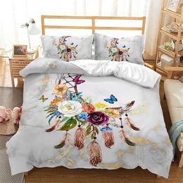 Bedding sets Dreamcatcher Duvet Cover Bohemia Comforter Microfiber Feather Set Full Twin for Girls Teens Adults Bedroom Decor H240521 JGF4