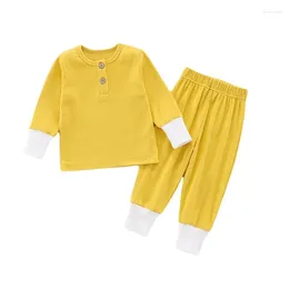 Clothing Sets Spring Patchwork Full Sleeve Cotton Girls Pajamas For 0-4Years Born Baby Boys Sleepwear Ribbed