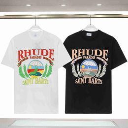 Unisex Designer Rhude Tee High Quality Letter Print Casual T-shirt Mens Solid Colour Business Dress Shirt Long Sleeve M-4xlaw62