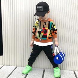 Clothing Sets Spring Boys Suit Children Fashion Clothes Set Baby Kids Autumn Cotton Printing Long Sleeved Top&Long Pants Teen Tracksuit