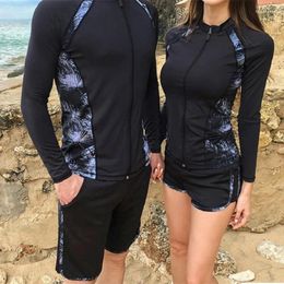 Women's Swimwear Korean Wetsuit Zipper Long Trousers Sleeve Waterproof Quick Dry Couple Swimsuit