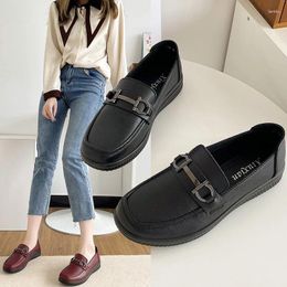 Casual Shoes 2024 Women Work Comfortable For Leather Flats Soft Bottom Female Leisure Loafers Moccasins Woman