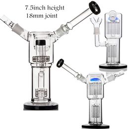 Glass Hookah Bongs with Arm Tree Perc Double Chamber Bubbler Recycler Water Pipe with Tyre Rigs 18 mm Joint Smoking Accessory