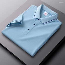 Men's Polos High End Brand Fashionable Short Sleeved POLO Shirt 2024 Summer Silk Comfortable Ice Feeling Casual Business T-shirt