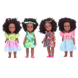 Dolls 35cm Equity African Black Girl Doll Lifetime Chidren Cute African Doll Childrens Role Playing Toy Gifts Vinyl Comfortable Baby Doll S2452202 S2452203