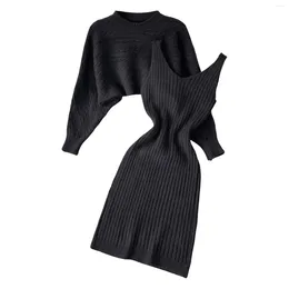 Casual Dresses Women's Top Camisole V Neck Hip Dress Layering Two Cotton Summer With Pockets Maxi Long Sleeve Shirt Belt