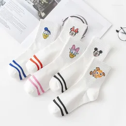 Women Socks Cotton Women's Mid-Tube Korean Cartoon Cute Sweet Female College Style Student Running