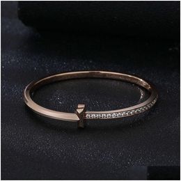 Charm Bracelets Ly Bracelet Womens Collection Jewellery Electroplated 18K Rose Gold T-Shaped Does Not Fade Drop Delivery Ot3Cg