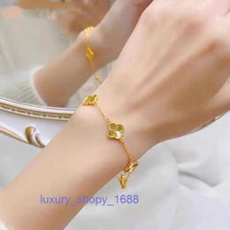 Designer van Bracelet Jewlery Good New Luck s925 Sterling Silver Bracelet Lucky Four leaf Grass Five flower for Girl Students PD20