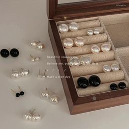 Stud Earrings Simple Imitation Pearl White Black Pearls Earring Elegant Women Fashion Jewellery