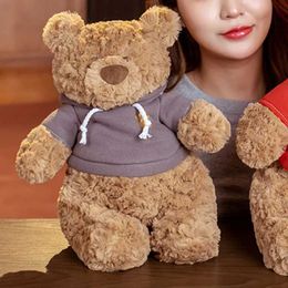 Plush Dolls Fluffy Hoodie Bear Plush Toys Soft Cartoon Animal Stuffed Doll Couple Girlfriends Birthday Gift Valentines Gifts For Kids H240521 198J