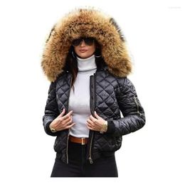 Women's Trench Coats Women Winter Warm Hooded Down Jacket Long Sleeve Parka Faux Fur Coat Outwear