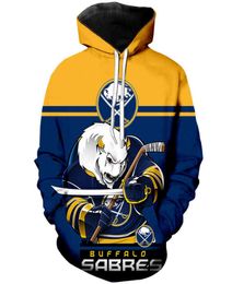 Men039s Hoodies Sweatshirts Buffalo Fashion 3D Hoodie Yellow navy stitching white cartoon cow print Sabres cool outdoor sweat6595847