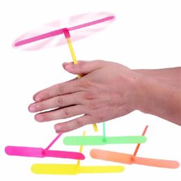 100pcs Novelty Plastic Bamboo Dragonfly Propeller Outdoor Classic Toy Kid Gift Rotating Flying Arrow Multi-color Random Color