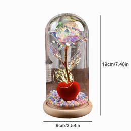 Decorative Objects Figurines Rose Artificial Flower Glass Cover Handmade Eternal Ornaments Decorations Valentines Day/birthday/Mothers Day Gifts H240521 PU60