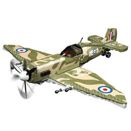 Aircraft Modle World War II UK MK9 Spitfire Fighter Military Aircraft Soldier Building Block Set Aircraft Model Doll Brick Childrens Toy Gifts S2452204