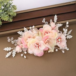 Hair Clips Crystal Pearl Flower Comb Clip Hairpin For Women Bride Rhinestone Bridal Wedding Accessories Jewellery