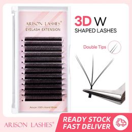 False Eyelashes Arison Double W 3D/4D/5D Tips Mix 8-15mm Length 0.07 D Curl Extension Supplies Natural Long No Kink Makeup Tools