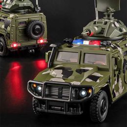 Diecast Model Cars 1 24 Alloy Tiger Armored Car Truck Model Diecast Metal Military Explosion Proof Car Tank Model Sound and Light Children Toy Gift