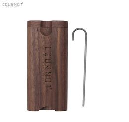 COURNOT High Quality Wooden Dugout With Ceramic One Hitter Metal Cleaning Hook Tobacco Smoking Pipes Portable Smoking Cigarette Wo2803928