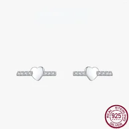 Stud Earrings S925 Silver Love Zircon Stone Inlay High Quality Key To Fashion And Versatile Jewellery For Women