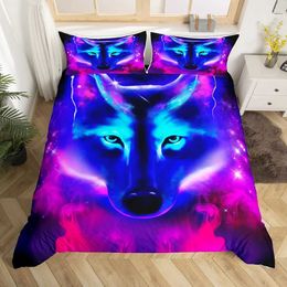 Bedding sets Wolf Printed Set Twin Size for Kids Boys BedroomMisty Bed Duvet Cover Comforter Wild Animals Decor 3 Pieces H240521 67GO