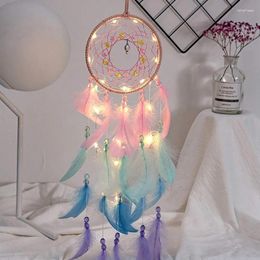 Decorative Figurines Colourful Wish Dream Catchers LED Light Catcher Kids Bedroom Wall Hanging Decoration Art Ornament Craft Gifts