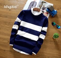 2018 Autumn Winter Sweater Men Pull Homme Slim Fit ONeck Brand Pullovers Stripe Knitted Sweater Plus Size CC8014997205