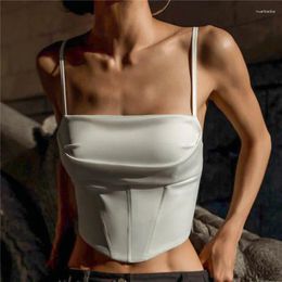 Women's Tanks Spaghetti Strap Tank Top Sexy Backless Bandage Skinny Crop Tops 2024 Summer Elegant Lace Up Party Streetwear Women Camis